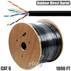 1000FT CAT6 Outdoor Direct Burial Ethernet LAN Network Bulk Cable UTP Solid Wire