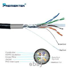 1000FT CAT6 Shielded FTP Outdoor 23AWG 550 Cable Wire Solid Direct Burial UV