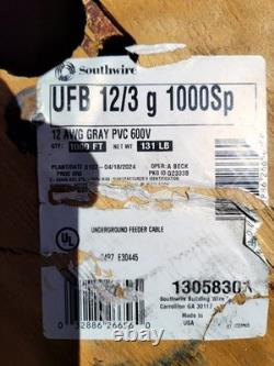 1000' 12/3 UF-B With Ground Copper Underground Feeder Direct Burial Cable 600V