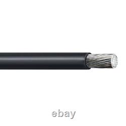1000' 2 AWG Aluminum XLP USE-2 RHH RHW-2 Direct Burial Cable Black 600V