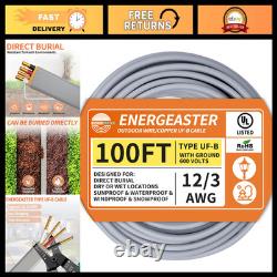 100FT 12/3 UF-B Solid Underground Feeder Direct Burial Electrical Cable
