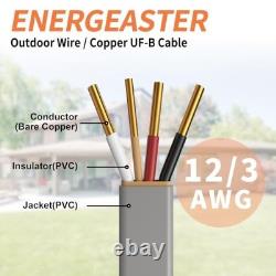 100FT 12/3 UF-B Solid Underground Feeder Direct Burial Electrical Cable