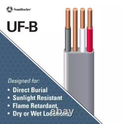 100 Ft. 12/3 Gray Solid CU UF-B WithG Copper Wire Outdoor Direct Burial
