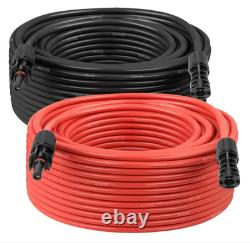 100' RED & BLACK 8AWG RPVU90 SUN-RES VW-1 WET/DRY DIRECT BURIAL w MC4 CONNECT