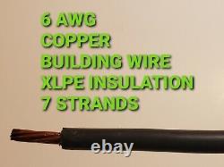 100ft 6AWG Copper Wire Insulated XLPE 600V Direct Burial Wire 7 Strands Black