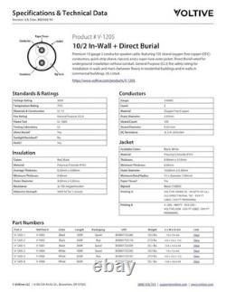 10/2 Speaker Wire, in-Wall CL3 & Direct Burial, Black, 100ft 10AWG, 2 Condu