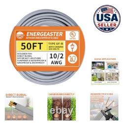 10/2 UF-B 50FT Solid Copper Underground Feeder Direct Burial Cable 600V