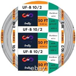 10/2 UF-B Wire 10 Gauge Outdoor Direct Burial Electrical Underground 50 Ft