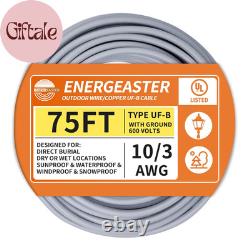 10/3 UF-B 75FT Solid Underground Feeder Direct Burial Cable
