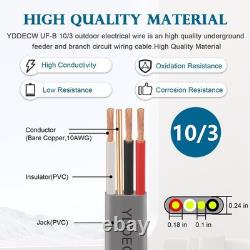 10/3 UF-B Wire 50FT 100% Copper 10AWG Direct Burial Electrical Cable for Indoo