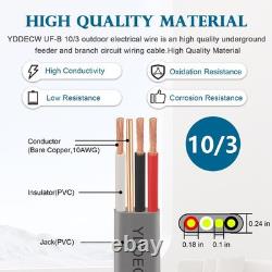 10/3 Wire 25FT 100% Pure Copper 10AWG 3 Connector Direct Burial Electrical