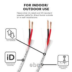 12/2 Speaker Wire 100Ft Outdoor Rated CL2/CL3 Direct Burial Oxygen Free, Black