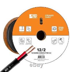 12/2 Speaker Wire 250Ft Outdoor Rated CL2/CL3 Direct Burial Oxygen Free, Black