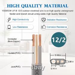 12/2 UF-B Wire 100FT 100% Pure Copper 12AWG 2 Connector Direct Burial Elect