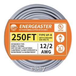 12/2 UF-B Wire 50 FT Pure Copper Direct Burial Cable, Sunlight & Moisture Resist
