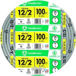 12/2 UF B Wire with Ground, 100ft Direct Burial Cable, 600V