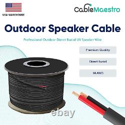 14AWG Speaker Cable Outdoor Direct Burial UV Wire Audio CL2 14/2 Gauge 250-500ft