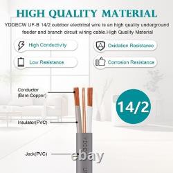 14/2 UF-B Wire 100FT 100% Pure Copper 10AWG 2 Connector Direct Burial Elect