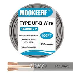 14/2 UF-B Wire 100FT 14 Gauge Direct Burial Electrical Cable 100% Pure Copp