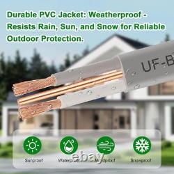 14/2 UF-B Wire 100FT 14 Gauge Direct Burial Electrical Cable 100% Pure Copp