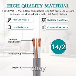 14/2 UF-B Wire 150FT 100% Pure Copper 10AWG 2 Connector Direct Burial Electric