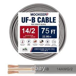 14/2 UF-B Wire 75FT 14 Gauge Direct Burial Electrical Cable 100% Pure Coppe