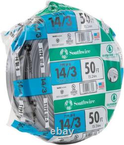 14/3 UF-B Underground Feeder Cable 50 Ft Copper Wire for Outdoor Direct Burial
