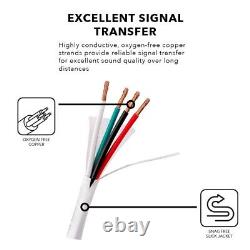 14/4 Speaker Wire 100Ft Outdoor Rated CL2/CL3 Direct Burial Oxygen Free, White