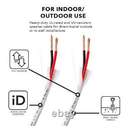 14/4 Speaker Wire 100Ft Outdoor Rated CL2/CL3 Direct Burial Oxygen Free, White