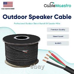 16AWG Speaker Cable Outdoor Direct Burial UV Wire Audio CL2 16/4 Gauge 250-500ft