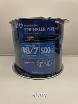 (1) New Southwire Black Solid Copper Sprinkler Wire, 18/7, 500ft, Direct Burial