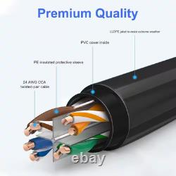 200 Ft. 24AWG/8 Heavy Duty Direct Burial Outdoor Ethernet Cable Waterproof UV Re