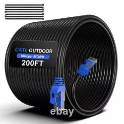 200 Ft. 24AWG/8 Heavy Duty Direct Burial Outdoor Ethernet Cable Waterproof UV Re