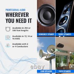 250FT 14AWG Outdoor Speaker Cable Oxygen Free Copper 2-Conductors, Direct Burial