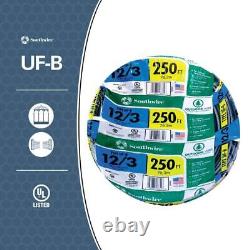 250 Ft 12/3 CU UF-B WithG Electrical Solid Cable Wire Outdoor Direct Burial 600V