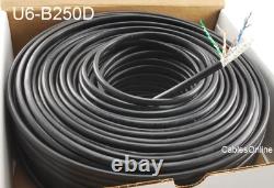 250ft CAT6 23-AWG Pure Copper Direct Burial Outdoor Gel Filled Bulk Cable, Black
