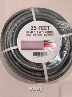 25ft 6/3 UF-B Wire Underground Feeder Direct Burial Cable 600V