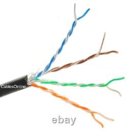 500ft CAT5E 24 AWG Copper Direct Burial Outdoor Gel Filled Bulk Cable, Black