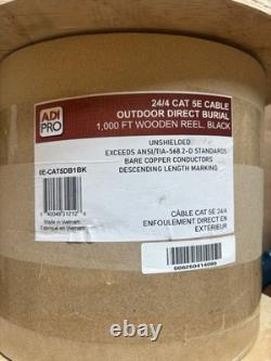 ADI PRO 0E-CAT5DB1BK CAT5e 24/4 Solid Outdoor Direct Burial Cable, 1000 Ft