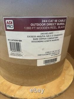 ADI PRO 0E-CAT5DB1BK CAT5e 24/4 Solid Outdoor Direct Burial Cable, 1000 Ft