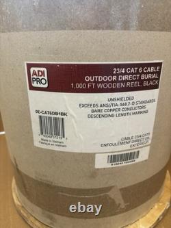 ADI Pro OE-CAT6DB1BK Cat 6 23/4 Direct Burial Cable Black, 1000 Ft