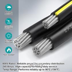 BreezeHug 2/0-2/0-1 Triplex Aluminum URD Direct Burial Cable-125 ft-180 Amp-600V