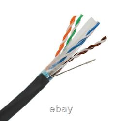 CAT6A Shielded Outdoor Direct Burial UV Cable 10G SOLID COPPER Wire Black 175FT