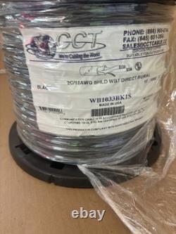 CCT Cable WB1033BK1S, 18/2 Stranded Direct Burial Wire, Black 1000ft Shielded