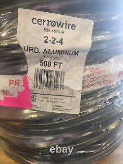 CERROWIRE 2-2-4 Triplex Aluminum URD Direct Burial Cable 500 FOOT REEL