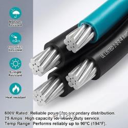 Cable 25Ft Aluminum Mobile Home Feeder Direct Burial Heavy Duty 4 Wire