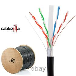 Cat5E Outdoor Cable Shielded Direct Burial Waterproof 24AWG Solid Wire 1000FT