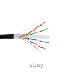 Cat5E Outdoor Cable Shielded Direct Burial Waterproof 24AWG Solid Wire 1000FT
