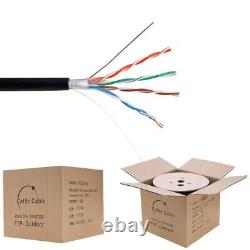 Cat5e OUTDOOR Cable FTP 24AWG Ethernet Solid Wire UV Rated Direct Burial 1000ft