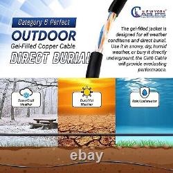 Cat6 Cable 1000ft Outdoor Waterproof Direct Burial Ethernet 23AWG Solid Copper